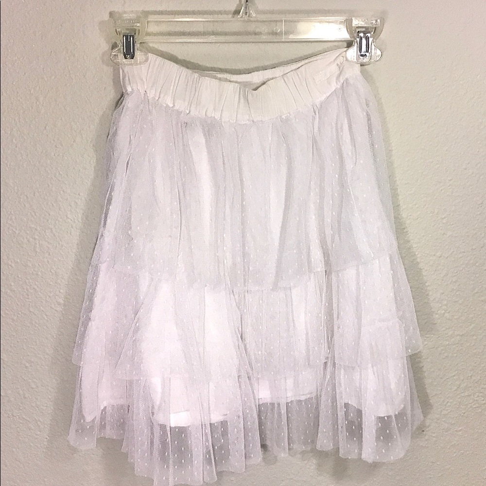 Girls Layered White Tulle Skirt
